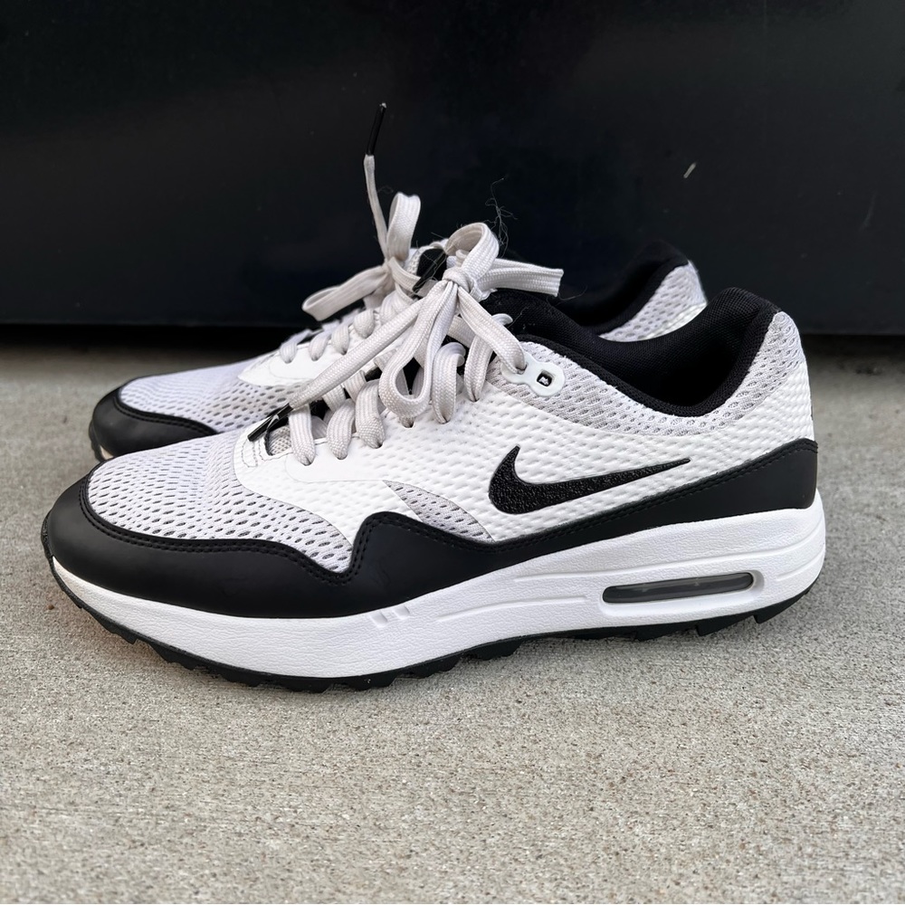 Nike Air Max 1 G Men's 8 White Black Golf Shoes Spikeless CI7576-100